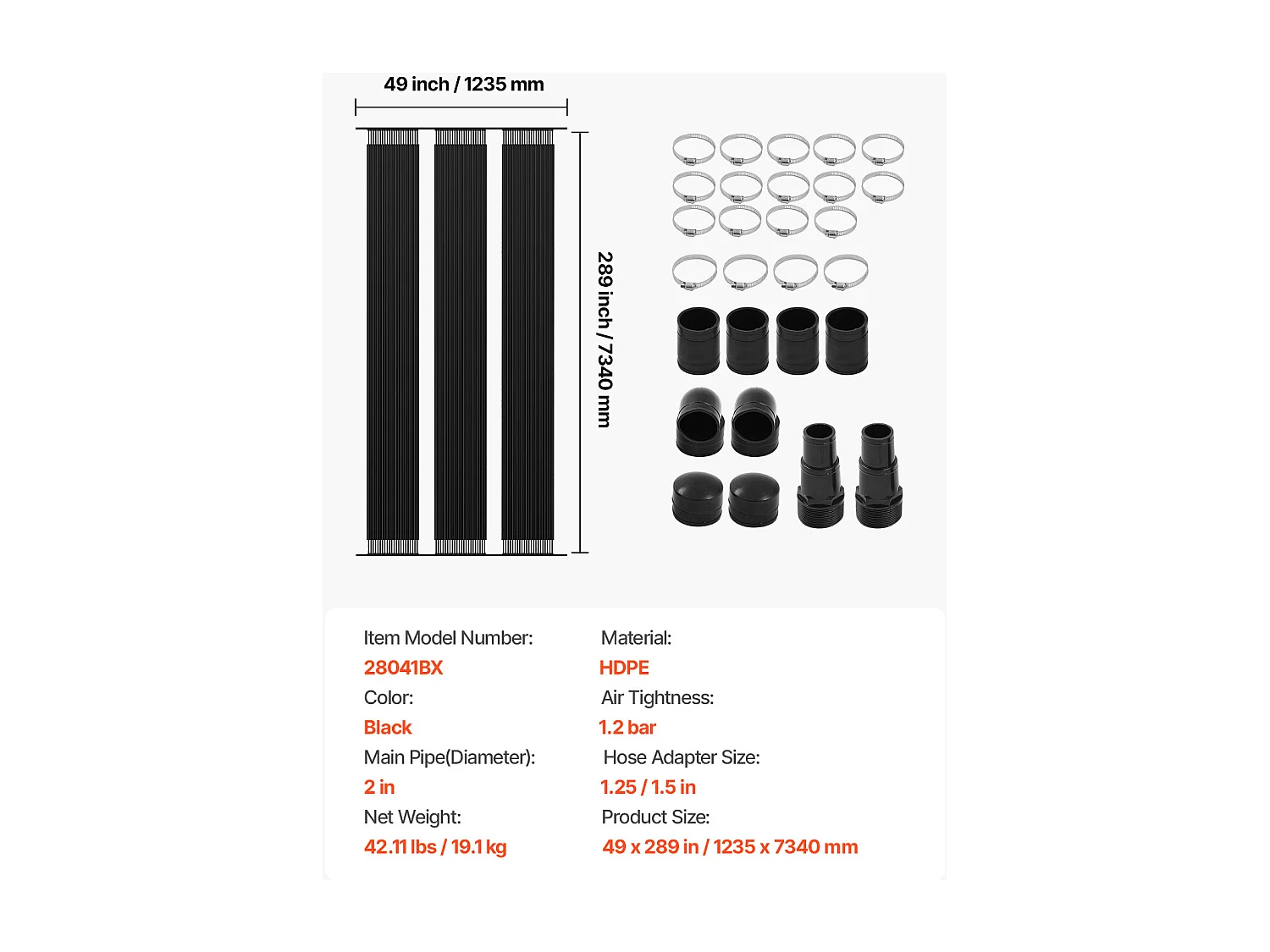 Zonneverwarming SucceBuy, Voor Bovengrondse en Ingegraven Zwembaden, 1235x7340 mm
