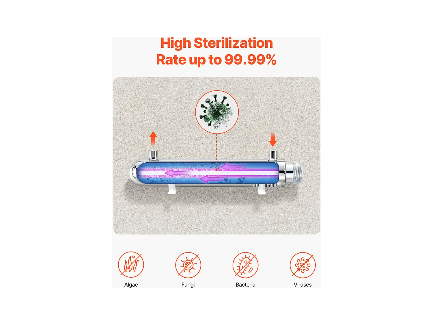 Purificateur d'Eau UV SucceBuy, Filtration Ultraviolette, Débit de 3,785 L/min