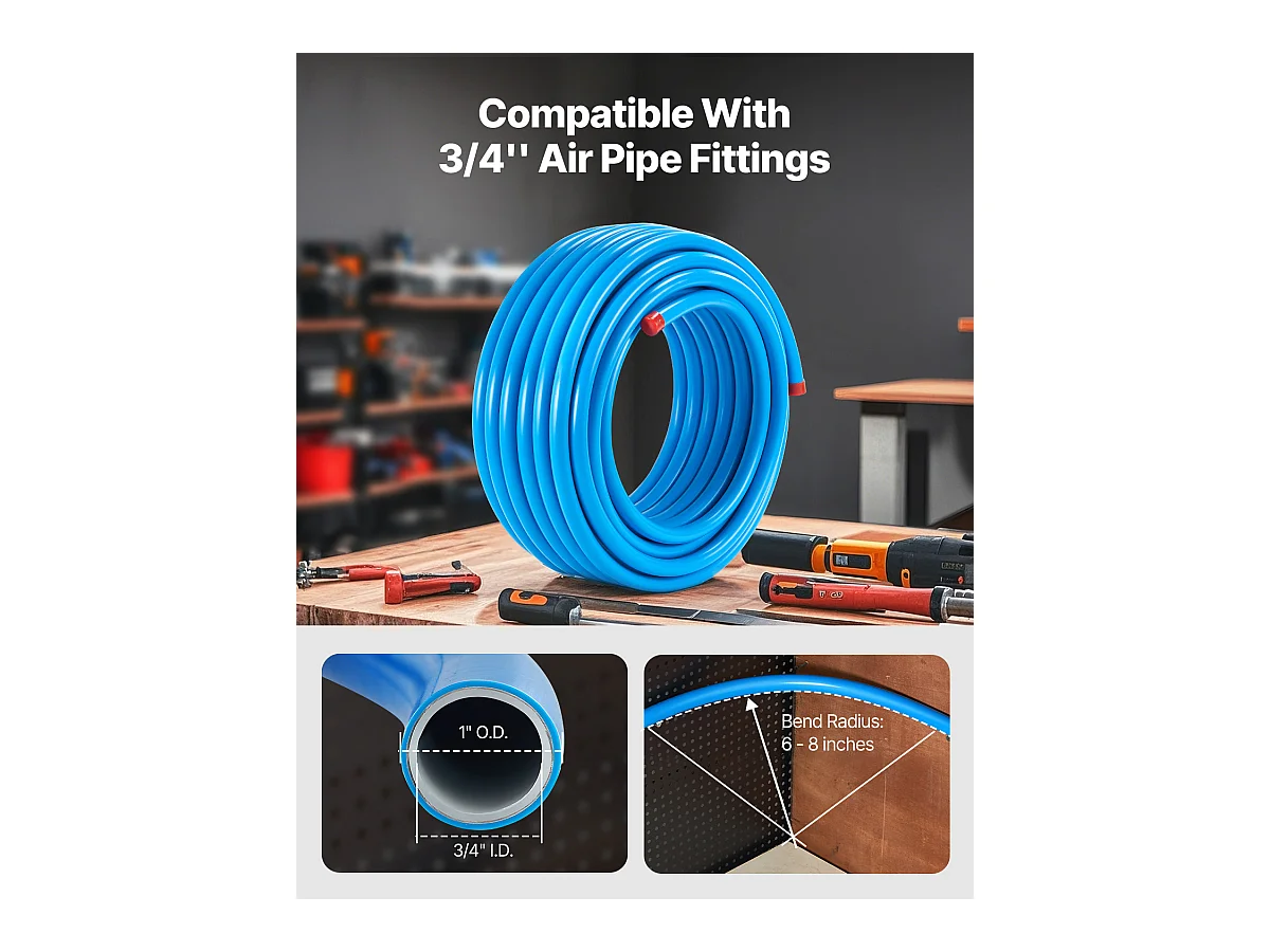 Kit Tubazione SucceBuy Compressore d'Aria 7.62/10.16cm x 3048cm HDPE/Alluminio, Blu