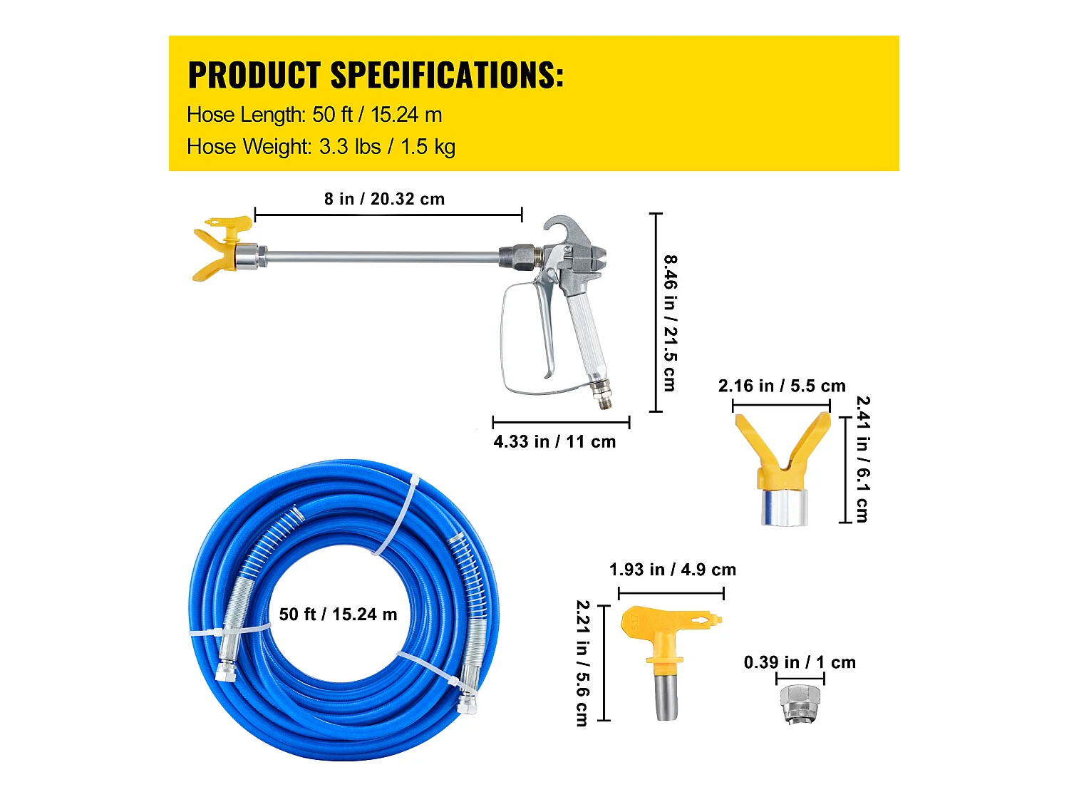 Kit Tubo di Spruzzatura SucceBuy di Vernice Senz'Aria 1524cm 2.54/10.16cm 3600psi con 517 Puntale