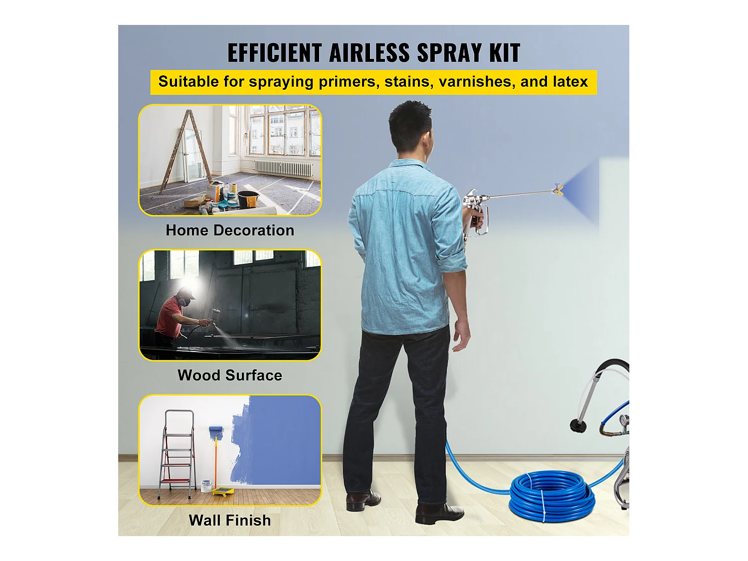 Kit Tubo di Spruzzatura SucceBuy di Vernice Senz'Aria 1524cm 2.54/10.16cm 3600psi con 517 Puntale