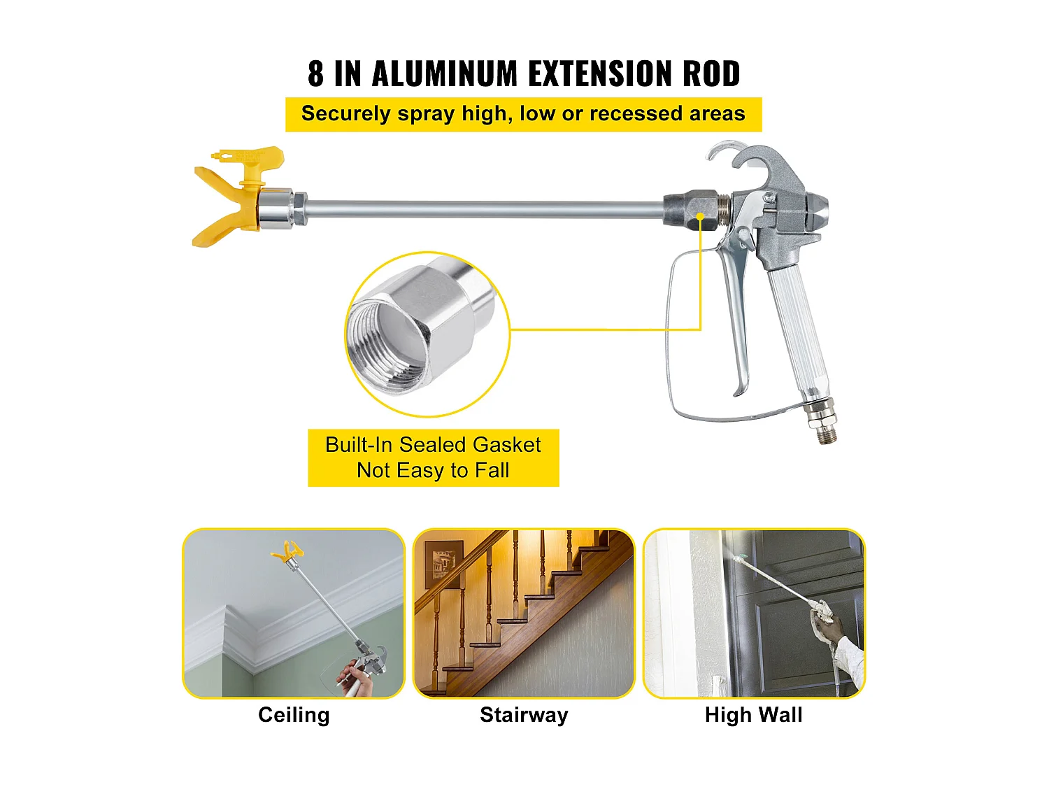 Kit Tuyau de Pulvérisation SucceBuy de Peinture sans Air 1524cm 2.54/10.16cm 3600psi avec 517 Tip