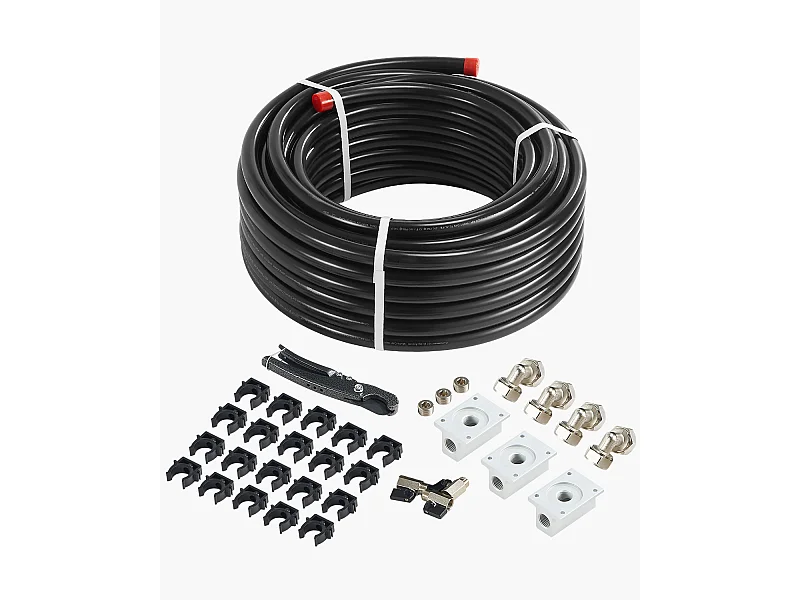 Kit de Ligne SucceBuy de Compresseur d'Air, Système de Tuyauterie d'Air Comprimé en PEHD-Aluminium 100 Pieds x 3/4 po, Étanche, Noir