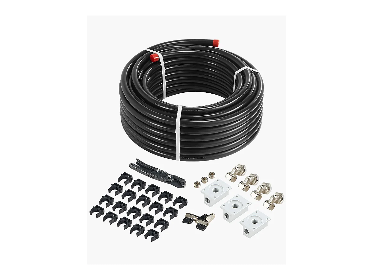 Kit de Ligne SucceBuy de Compresseur d'Air, Système de Tuyauterie d'Air Comprimé en PEHD-Aluminium 100 Pieds x 3/4 po, Étanche, Noir