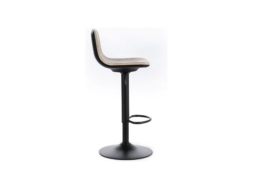 Lot de 2 tabourets hauts beiges "Woody" en tissu avec vérin à gaz et repose-pieds, 45x39 cm, 86h