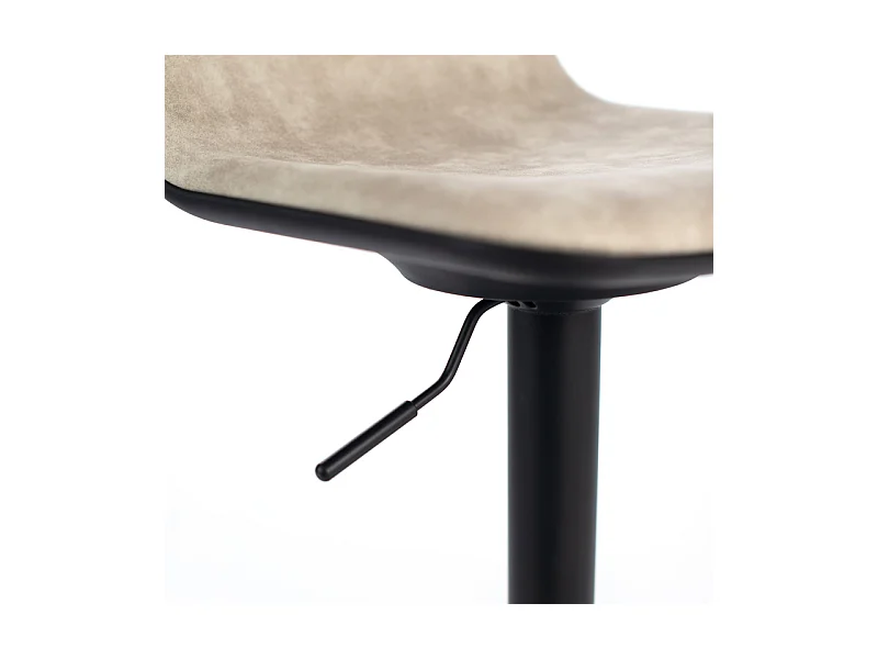 Lot de 2 tabourets hauts beiges "Woody" en tissu avec vérin à gaz et repose-pieds, 45x39 cm, 86h