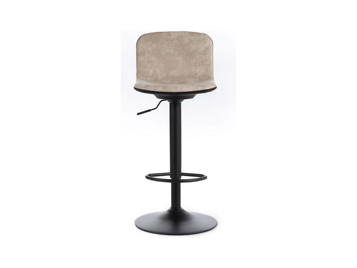 Lot de 2 tabourets hauts beiges "Woody" en tissu avec vérin à gaz et repose-pieds, 45x39 cm, 86h