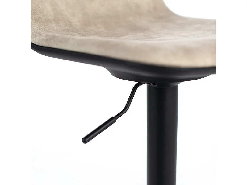 2er-Set beige "Woody" Barhocker aus Stoff mit Gasdruckfeder und Fußstütze, 45x39 cm, 86h