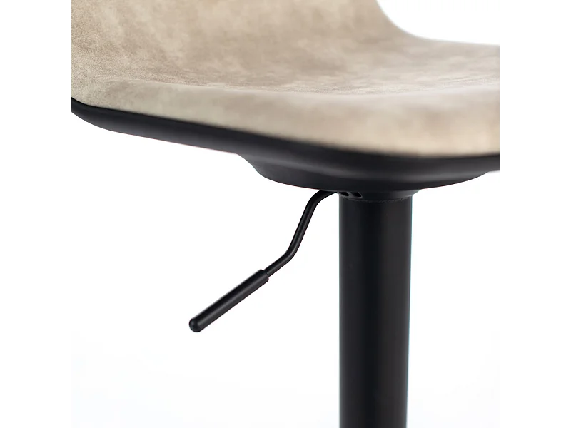 2er-Set beige "Woody" Barhocker aus Stoff mit Gasdruckfeder und Fußstütze, 45x39 cm, 86h