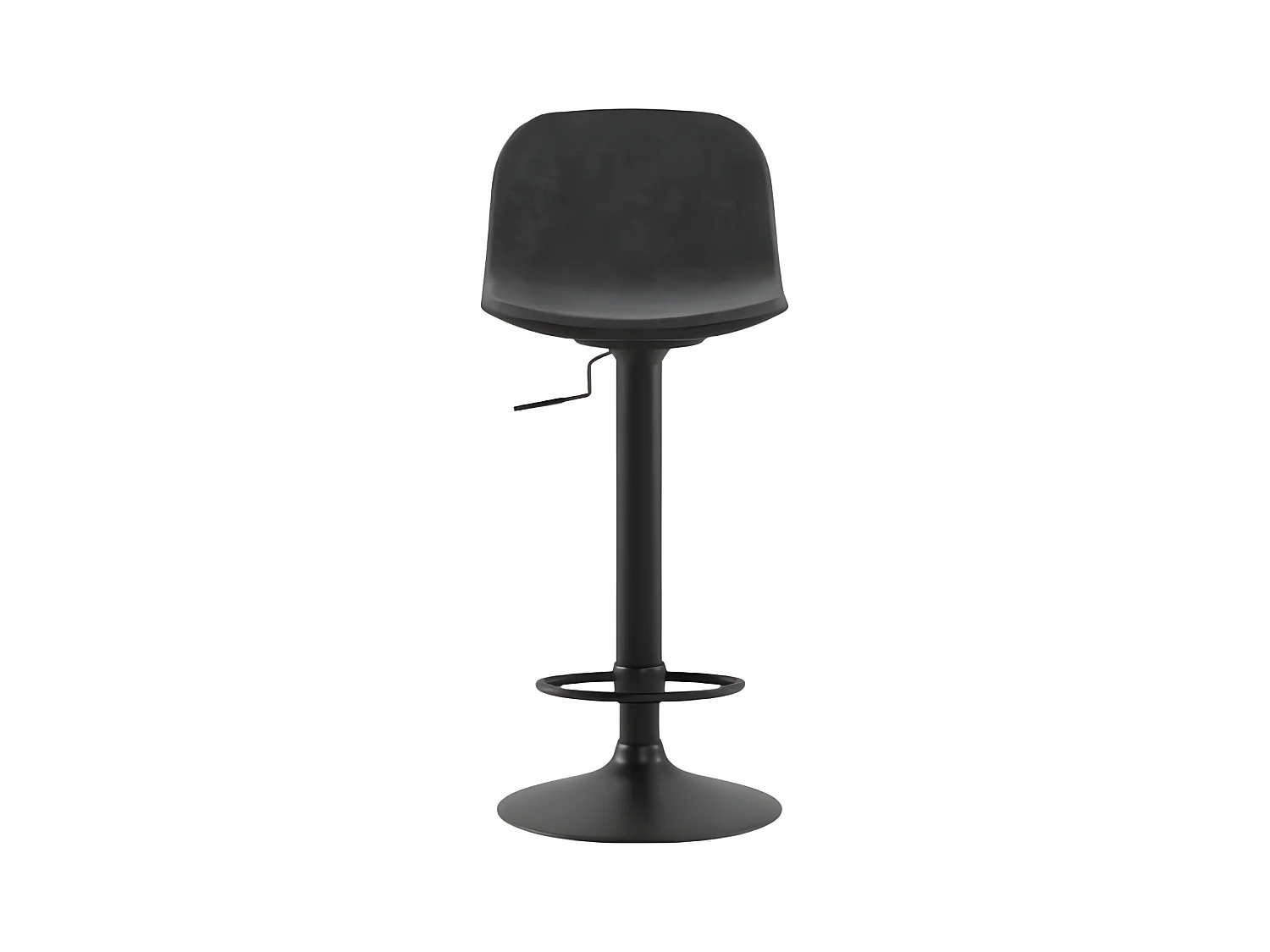 Lot de 2 tabourets hauts "Woody" gris anthracite en tissu avec vérin à gaz et repose-pieds 45x39 cm 86h