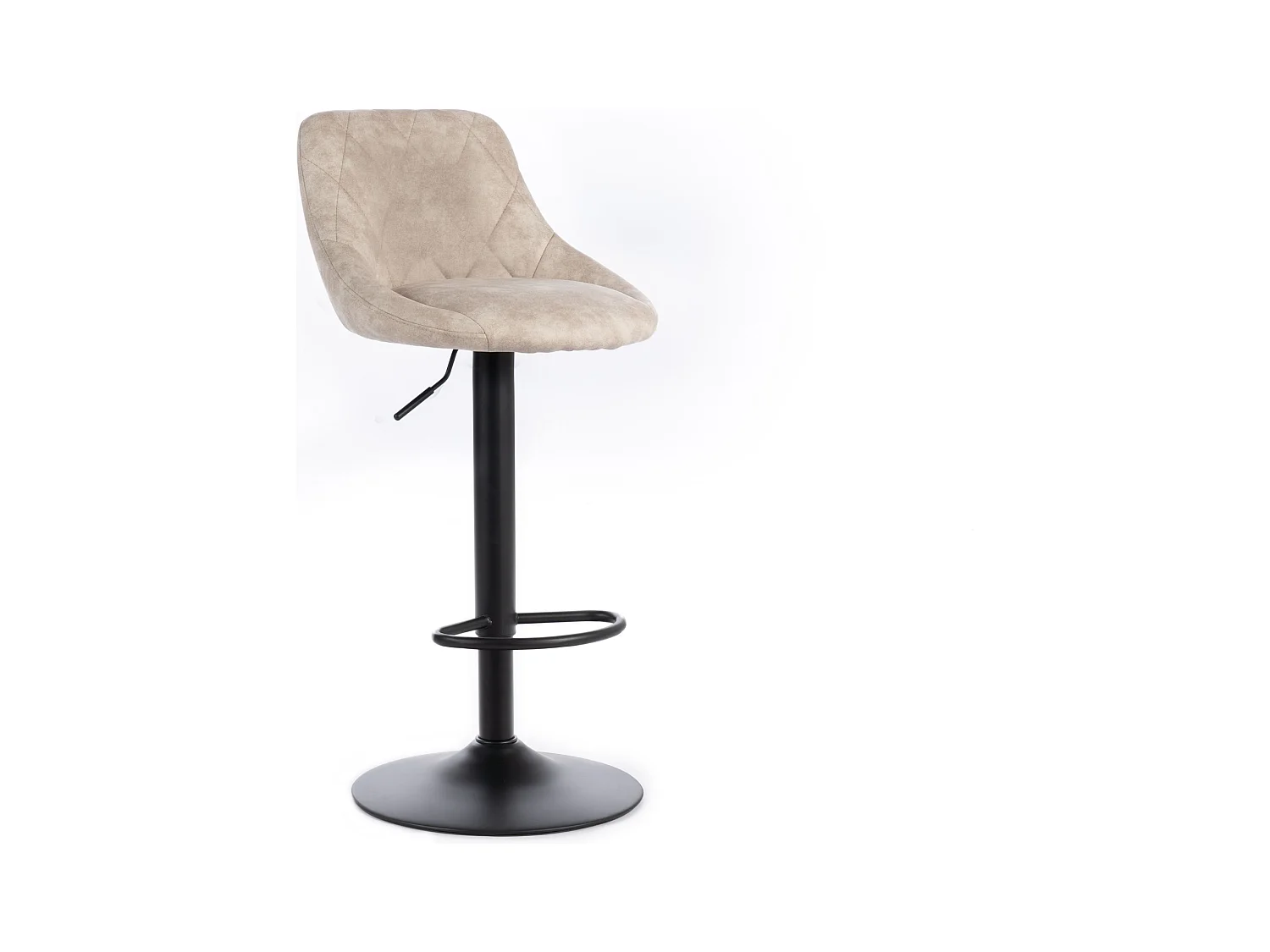 Lot de 2 tabourets hauts modernes "Tema" en tissu beige rembourré avec repose-pieds cm 50x45 84h