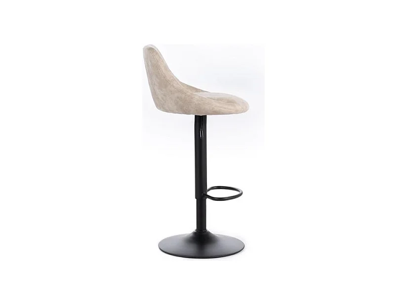 Lot de 2 tabourets hauts modernes "Tema" en tissu beige rembourré avec repose-pieds cm 50x45 84h