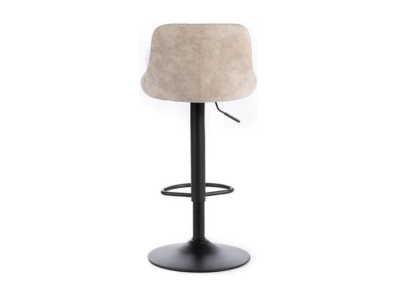 Lot de 2 tabourets hauts modernes "Tema" en tissu beige rembourré avec repose-pieds cm 50x45 84h