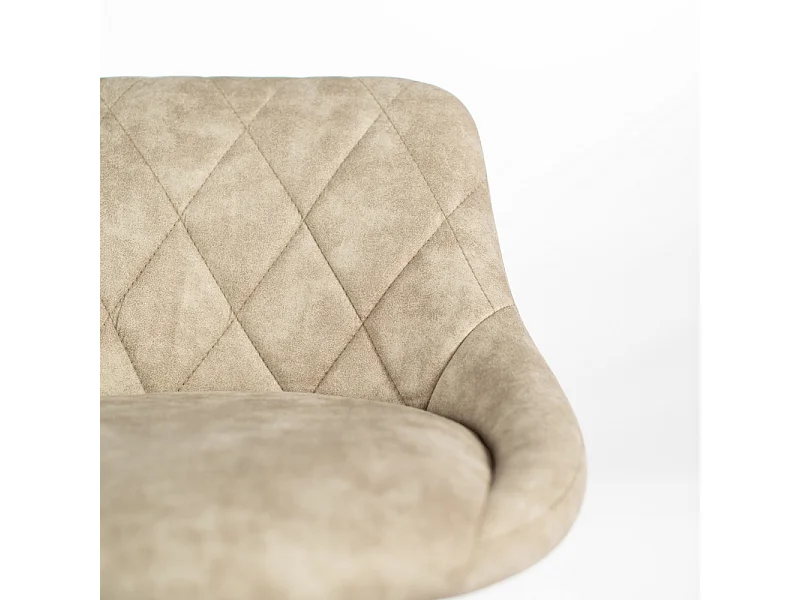 Lot de 2 tabourets hauts modernes "Tema" en tissu beige rembourré avec repose-pieds cm 50x45 84h