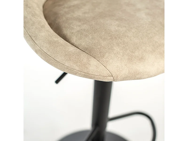 Lot de 2 tabourets hauts modernes "Tema" en tissu beige rembourré avec repose-pieds cm 50x45 84h