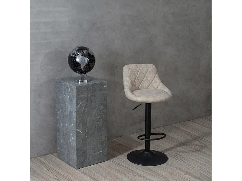 2er-Set moderner Barhocker "Tema" aus beigem Stoff gepolstert mit Fußstütze cm 50x45 84h