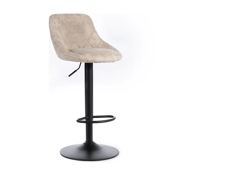 Set van 2 moderne hoge krukken "Tema" in beige stof, gestoffeerd met voetensteun cm 50x45 84h