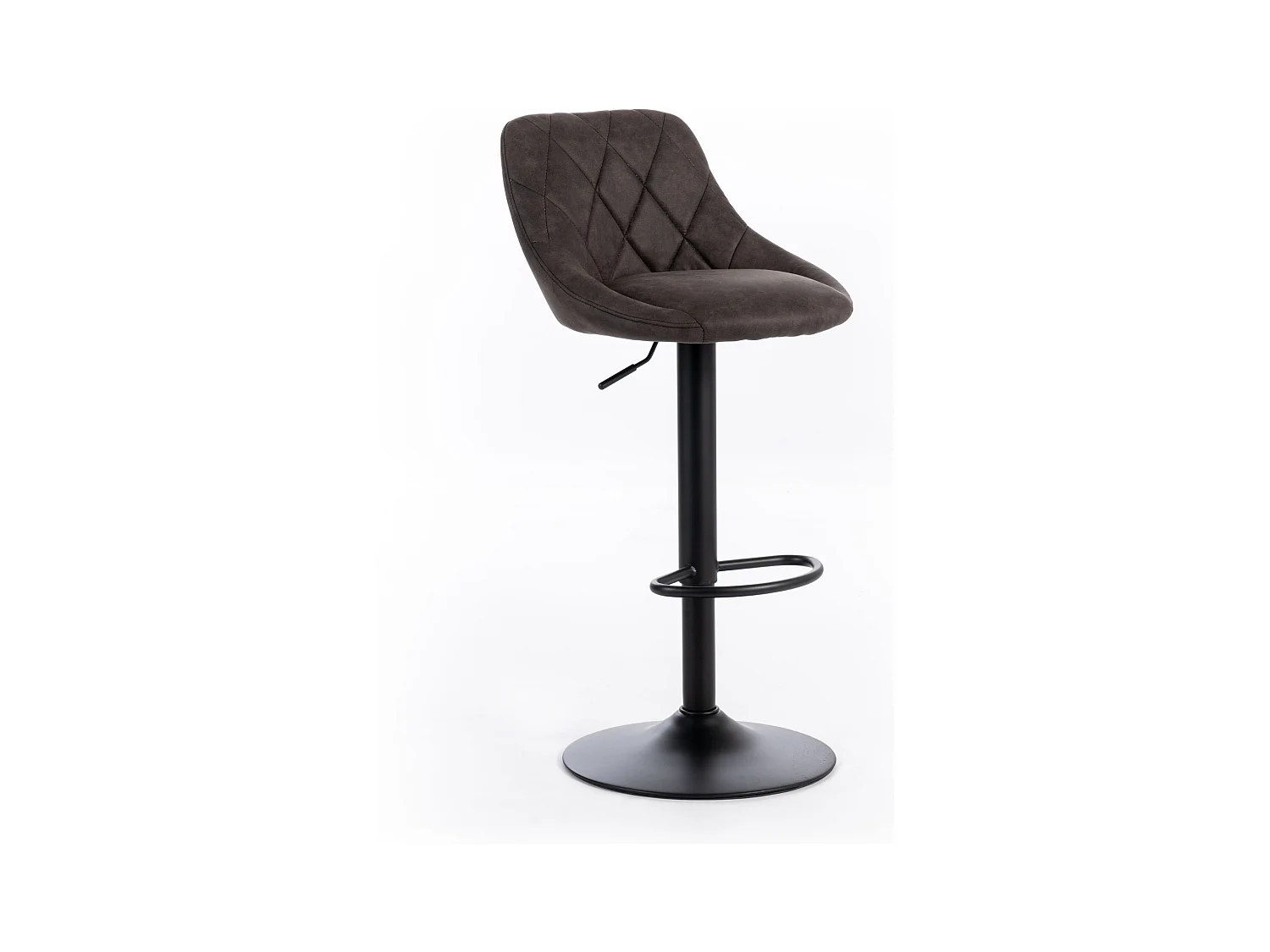 Lot de 2 tabourets hauts modernes "Tema" en tissu gris foncé rembourré avec repose-pieds cm 50x45 84h