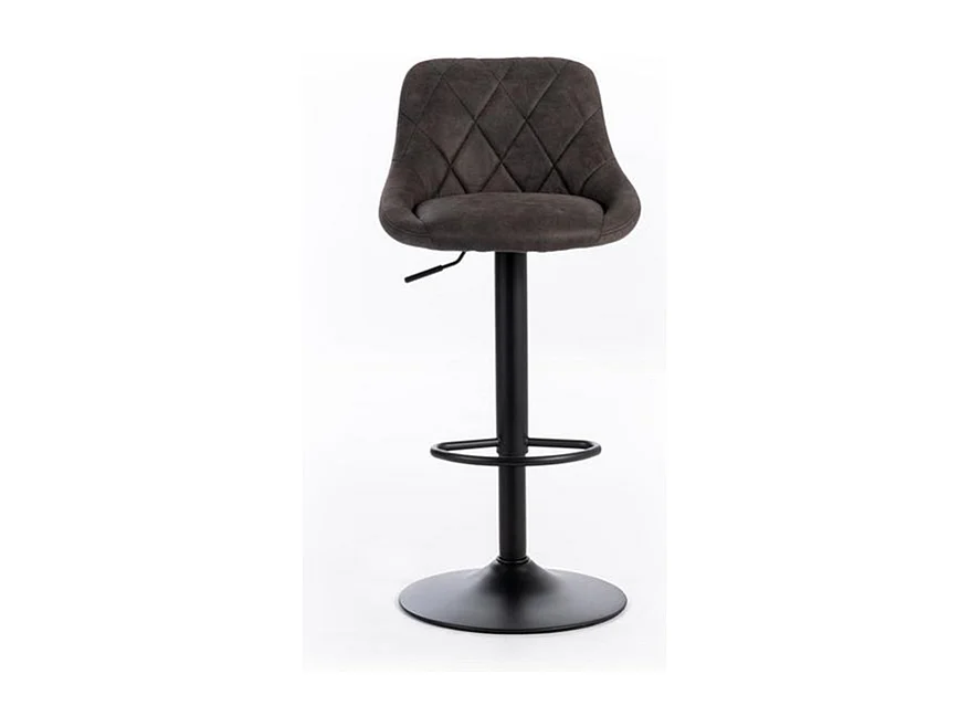 2er-Set moderner Barhocker "Tema" aus dunkelgrauem Stoff, gepolstert mit Fußstütze, 50 x 45 x 84 cm