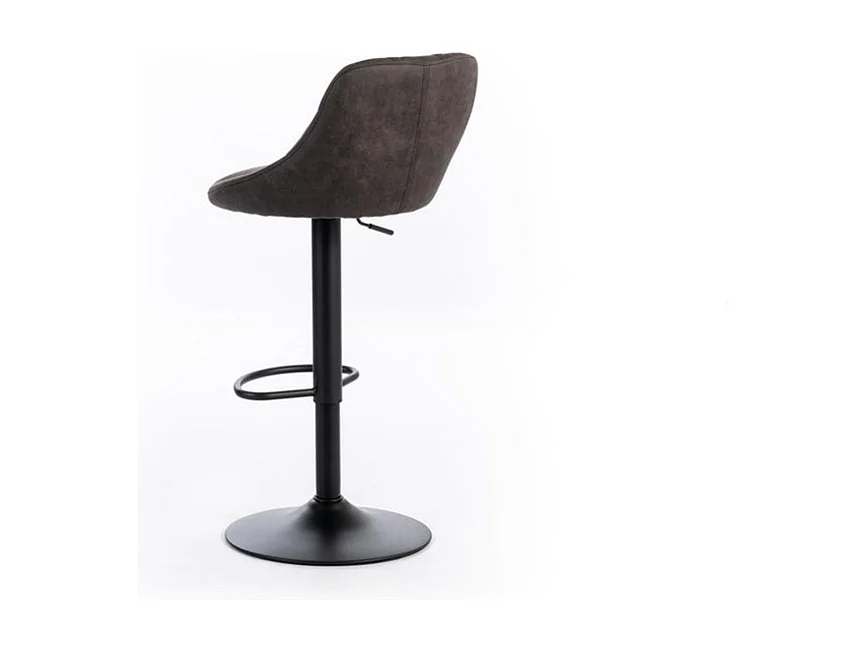 2er-Set moderner Barhocker "Tema" aus dunkelgrauem Stoff, gepolstert mit Fußstütze, 50 x 45 x 84 cm