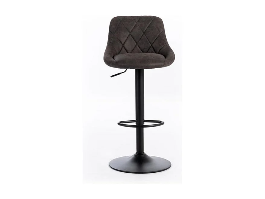 2er-Set moderner Barhocker "Tema" aus dunkelgrauem Stoff, gepolstert mit Fußstütze, 50 x 45 x 84 cm
