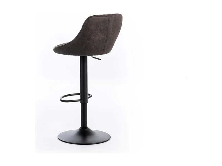 2er-Set moderner Barhocker "Tema" aus dunkelgrauem Stoff, gepolstert mit Fußstütze, 50 x 45 x 84 cm