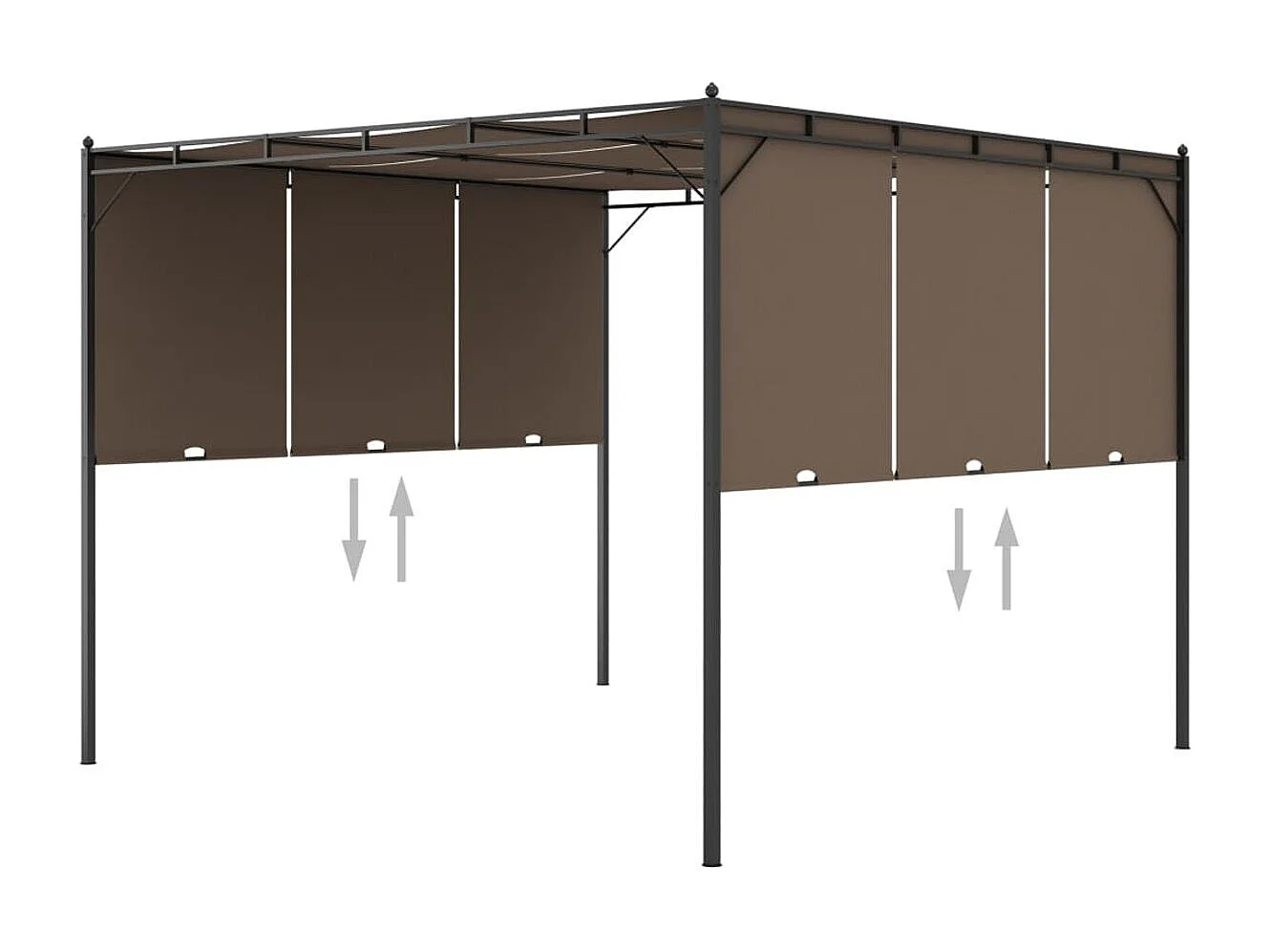 Gazebo de Jardim com Cortina Lateral 3x3x2,25m em Cinzento-Acastanhado para Proteger do Sol