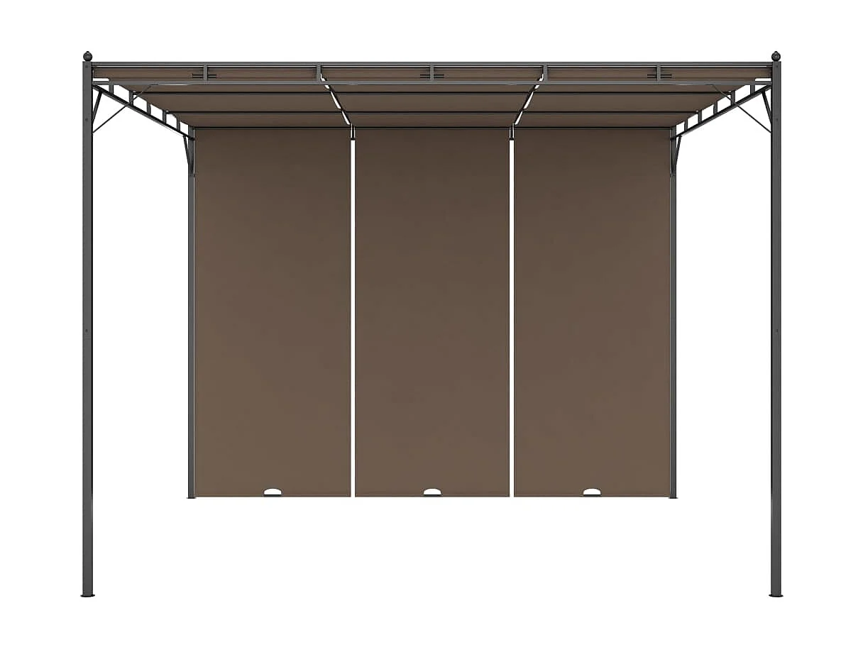 Gazebo de Jardim com Cortina Lateral 3x3x2,25m em Cinzento-Acastanhado para Proteger do Sol