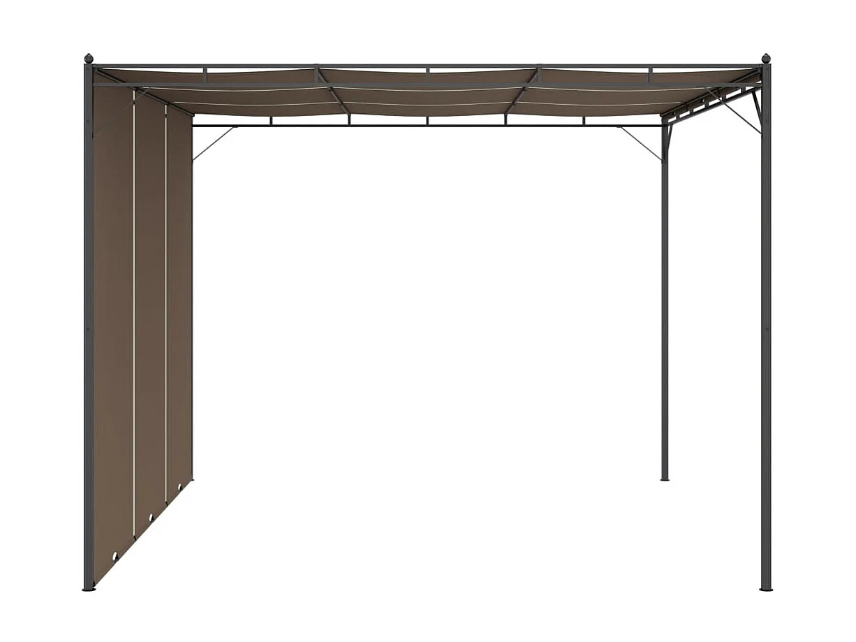 Gazebo de Jardim com Cortina Lateral 3x3x2,25m em Cinzento-Acastanhado para Proteger do Sol
