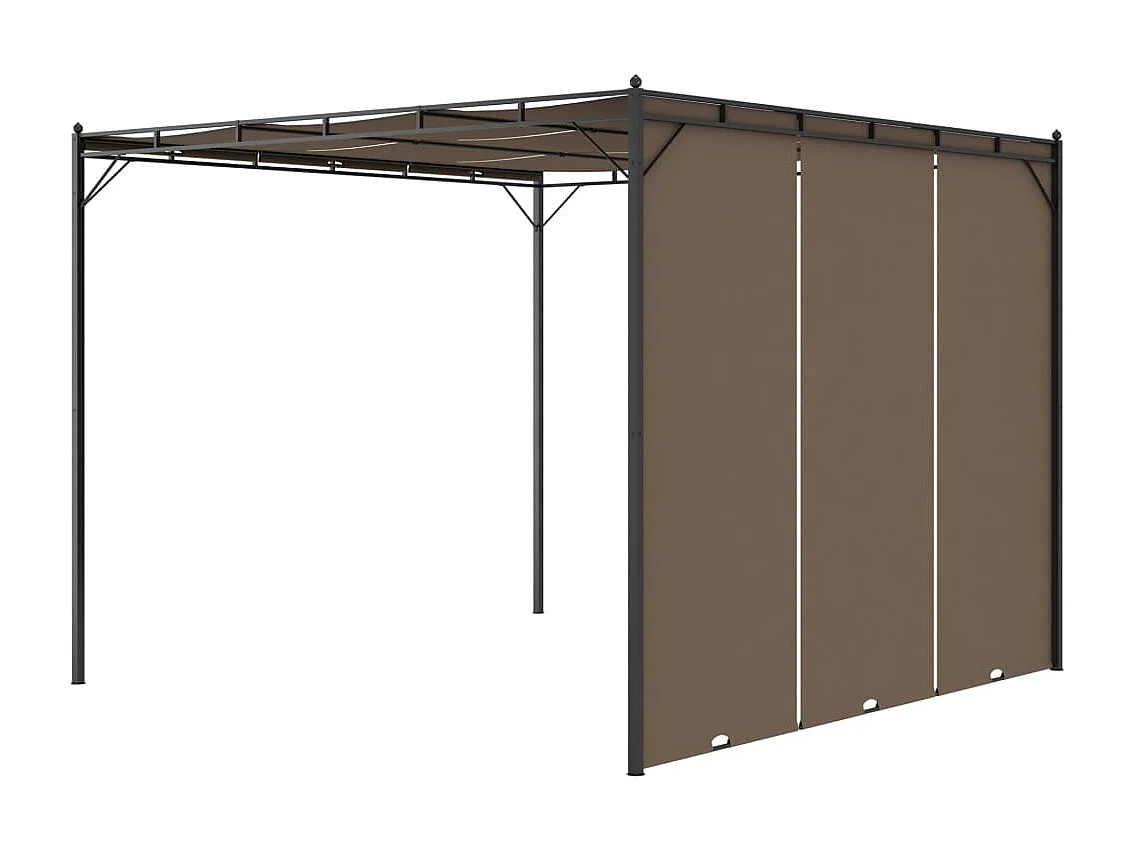 Gazebo de Jardim com Cortina Lateral 3x3x2,25m em Cinzento-Acastanhado para Proteger do Sol