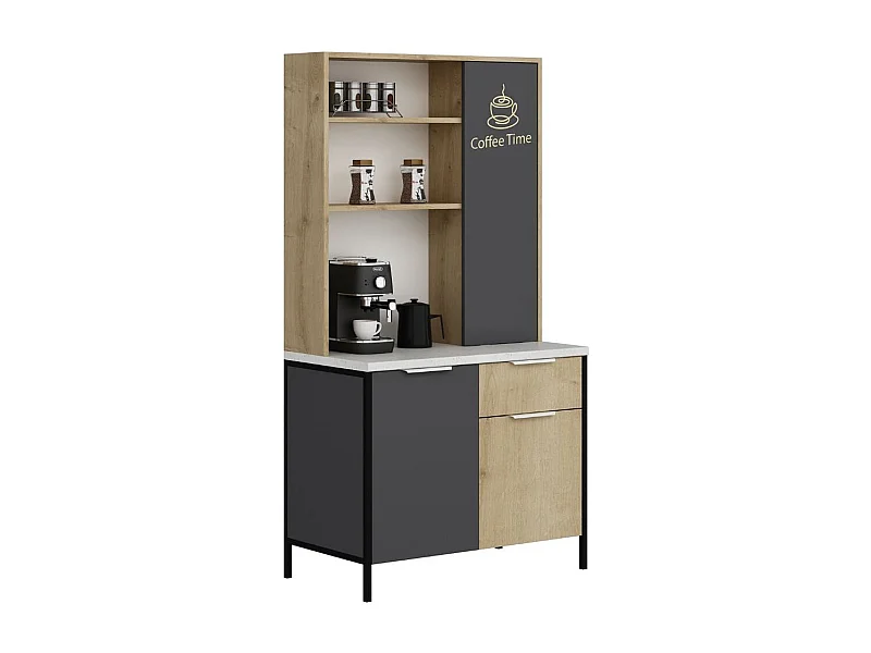 Alacena Andy 3 puertas + cajón natural/gris 180x94x50 cm