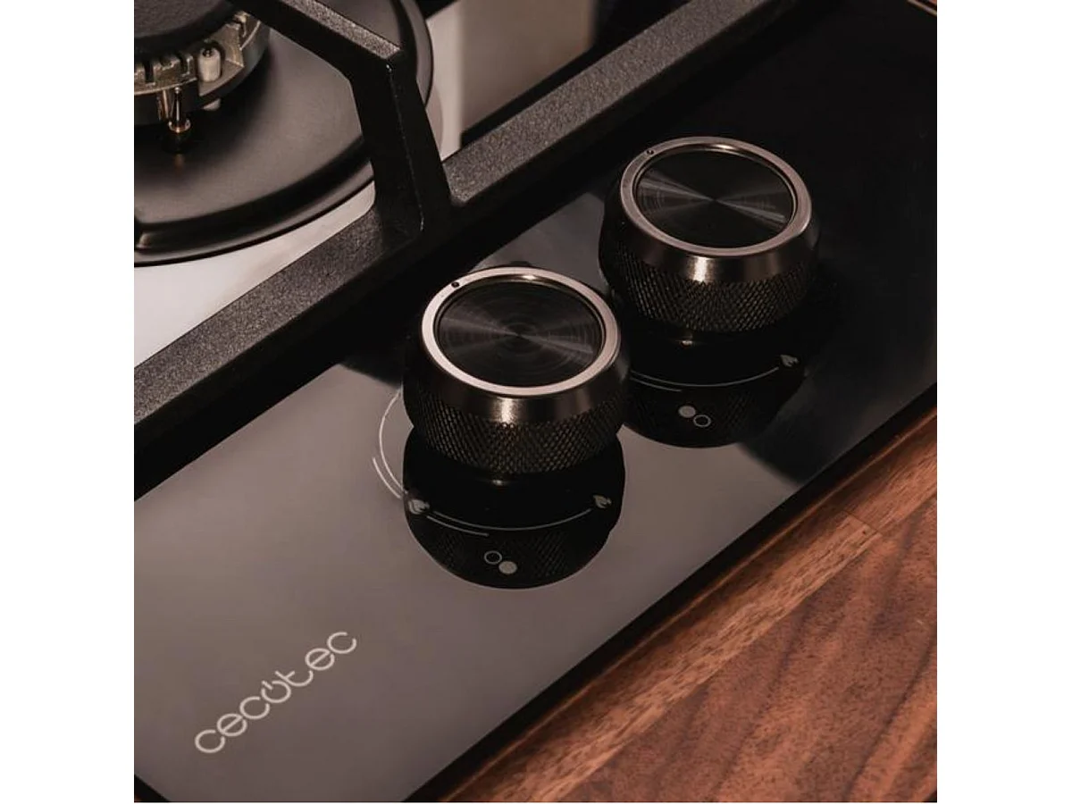 Placa de gas Cecotec Bolero Squad G 2200F 5250W 2 fuegos cristal negro 29 cm