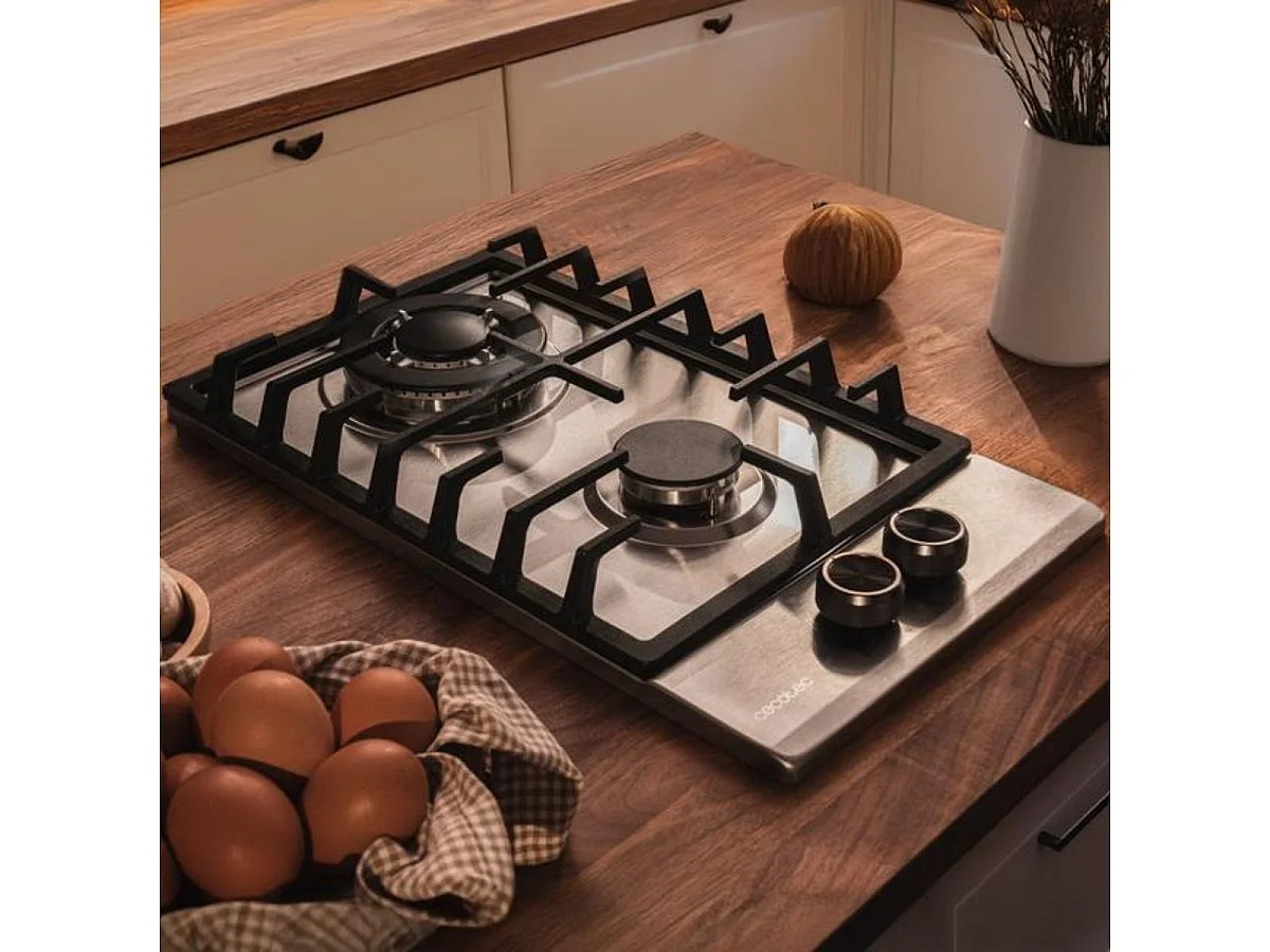 Placa de gas Cecotec Bolero Squad G 2200F 5250W 2 fuegos cristal inox 29 cm