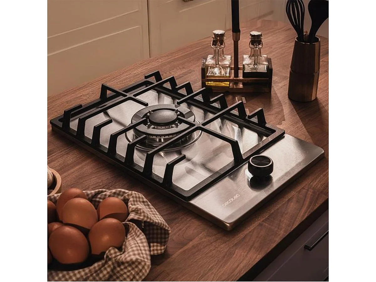 Placa de gas Cecotec Bolero Squad G 1200F 3500W 1 fuego WOK inox 29 cm