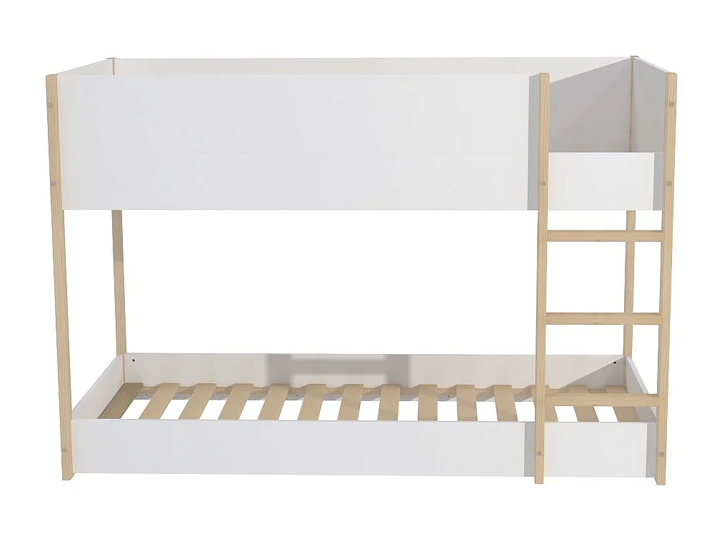 LIT SUPERPOSE 90x190 BOB + 2 SOMMIERS / Blanc et Bois clair