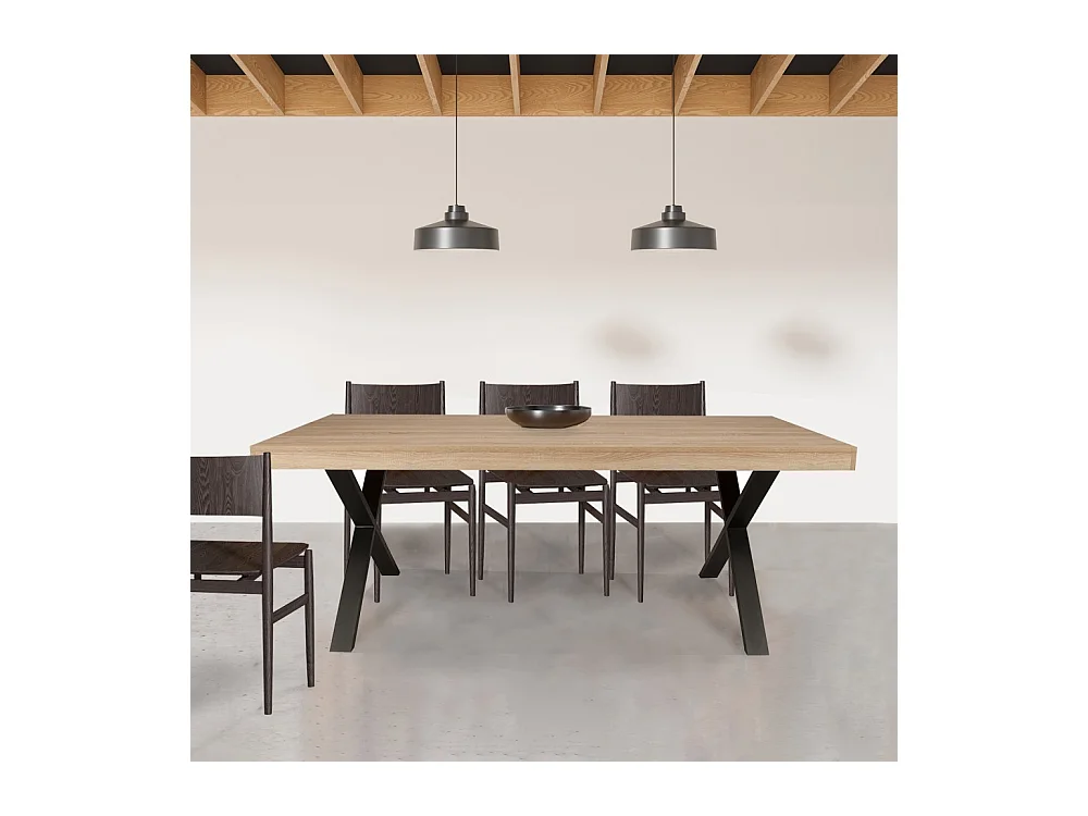 Table à manger CADIX, 8 personnes, 180 x 90 cm / Décor Chêne blanchi