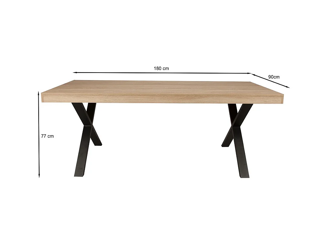 Table à manger CADIX, 8 personnes, 180 x 90 cm / Décor Chêne blanchi