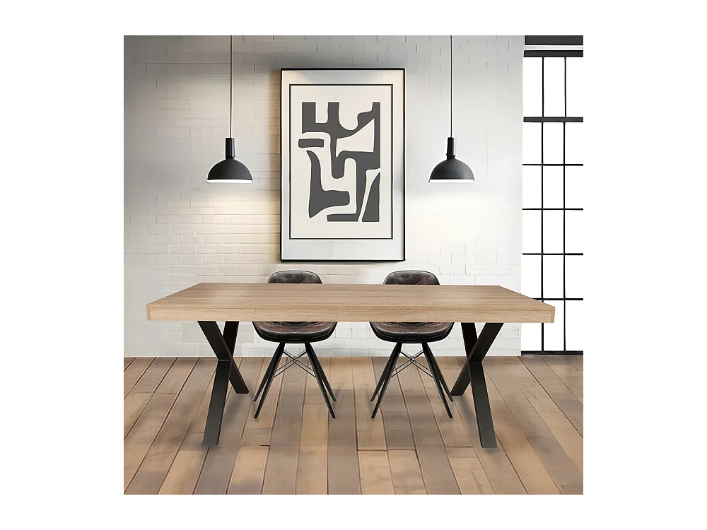 Table à manger CADIX, 8 personnes, 180 x 90 cm / Décor Chêne blanchi