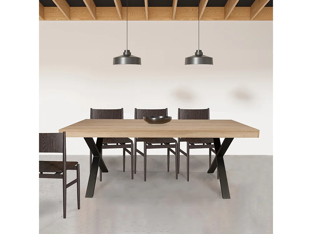 Table à manger CADIX, 8 personnes, 180 x 90 cm / Décor Chêne blanchi