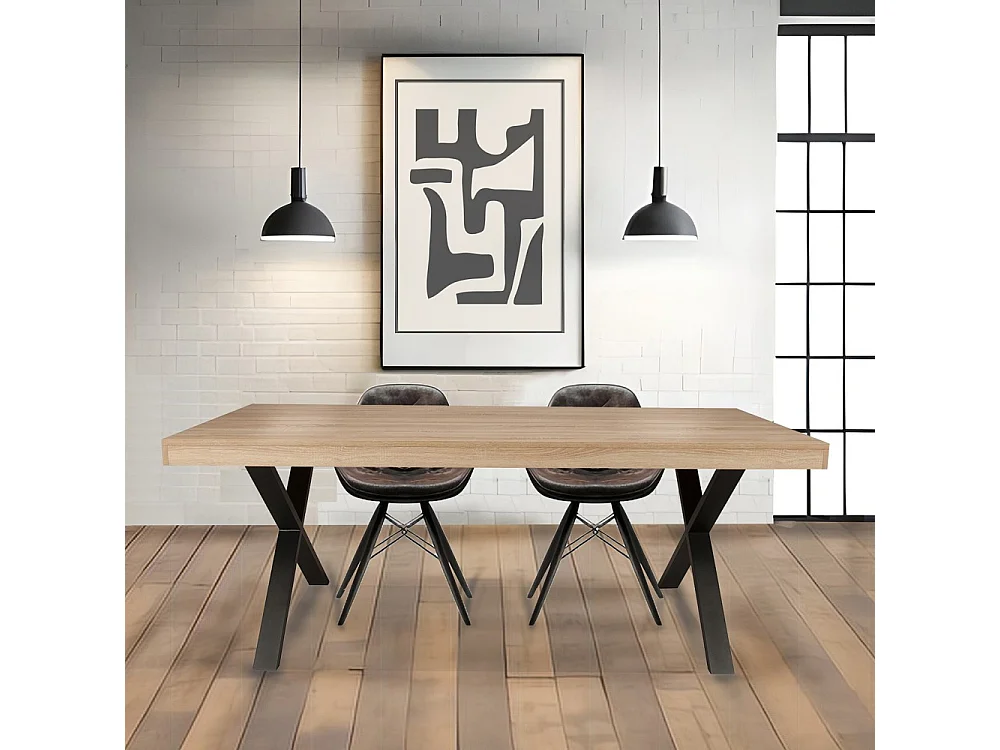 Table à manger CADIX, 8 personnes, 180 x 90 cm / Décor Chêne blanchi