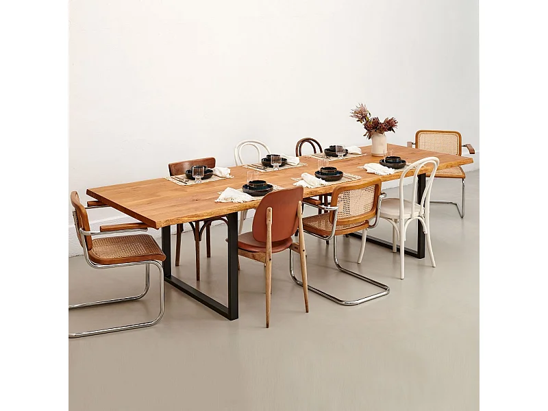 Table à manger 220x100cm ULYSSE - 10 personnes / Chêne massif huilé