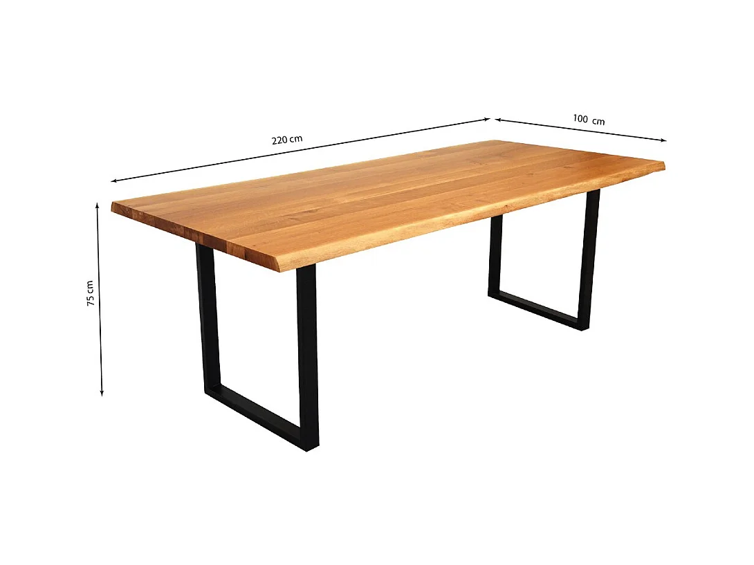 Table à manger 220x100cm ULYSSE - 10 personnes / Chêne massif huilé