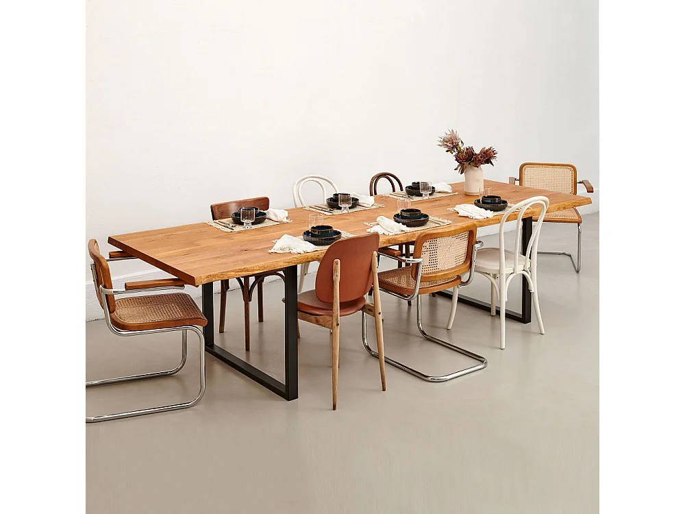 Table à manger 220x100cm ULYSSE - 10 personnes / Chêne massif huilé