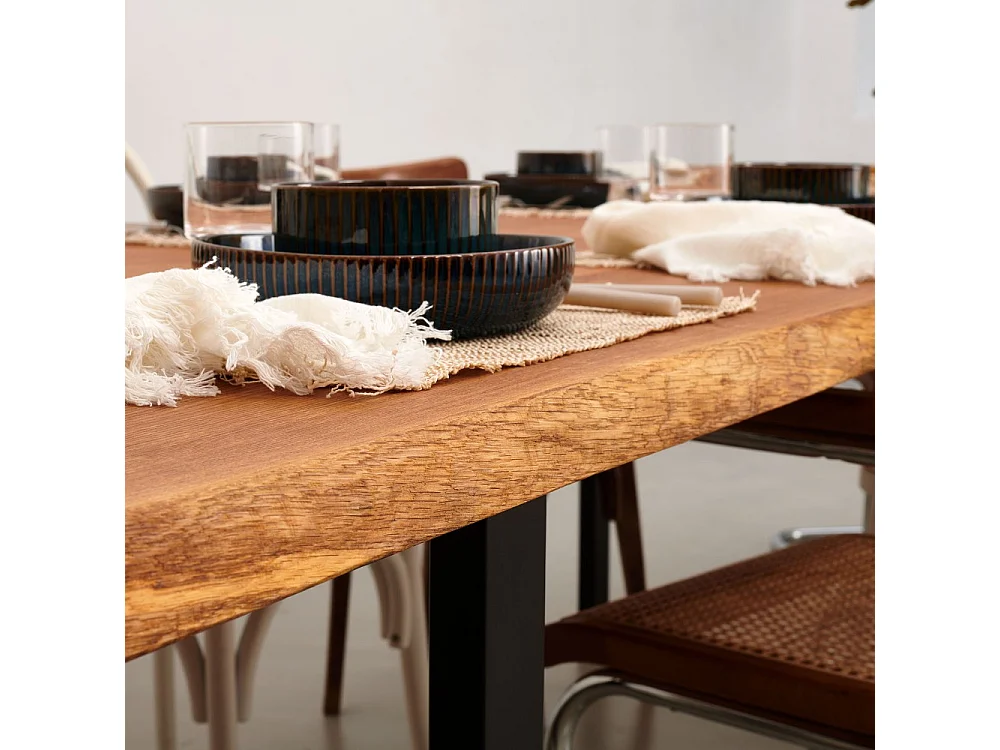 Table à manger 220x100cm ULYSSE - 10 personnes / Chêne massif huilé