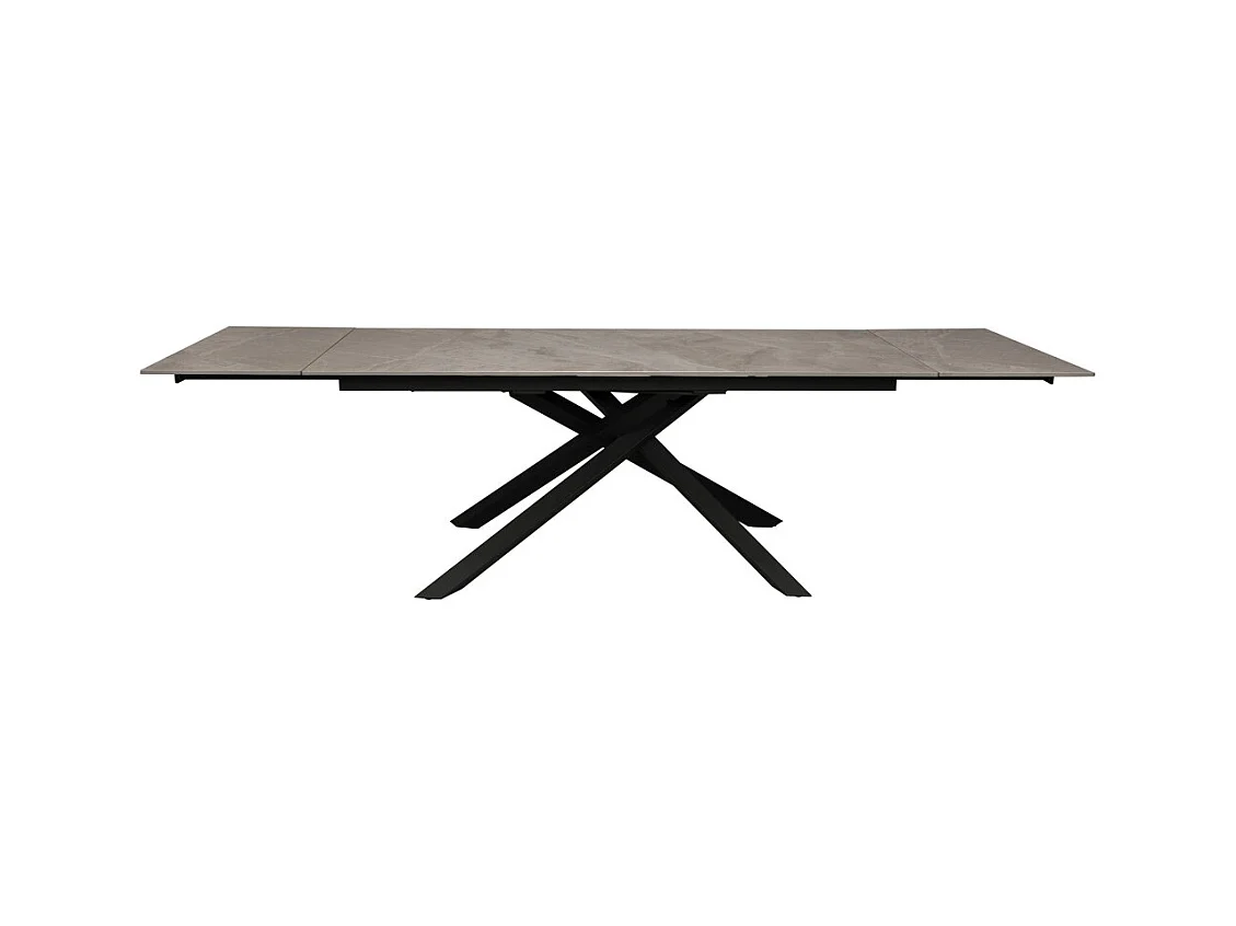 TABLE À MANGER EXTENSIBLE EN PIERRE OSIRIS / TABLE 180X90CM + 2 ALLONGES DE 50CM - 12 PERSONNES - GRIS EFFET MARBRE