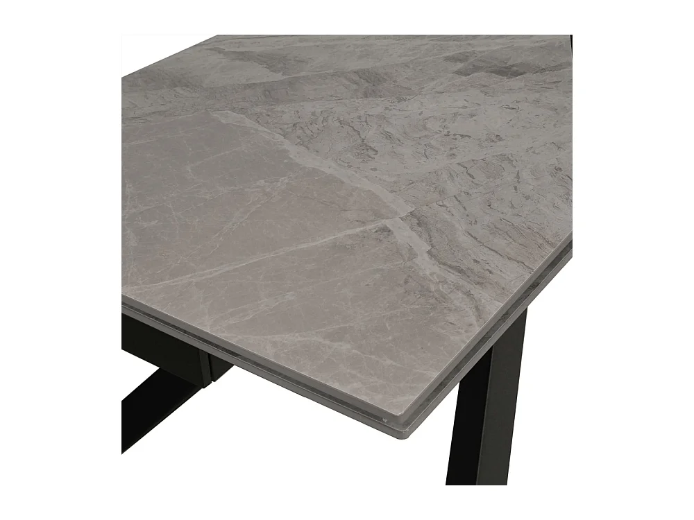 TABLE À MANGER EXTENSIBLE EN PIERRE OSIRIS / TABLE 180X90CM + 2 ALLONGES DE 50CM - 12 PERSONNES - GRIS EFFET MARBRE