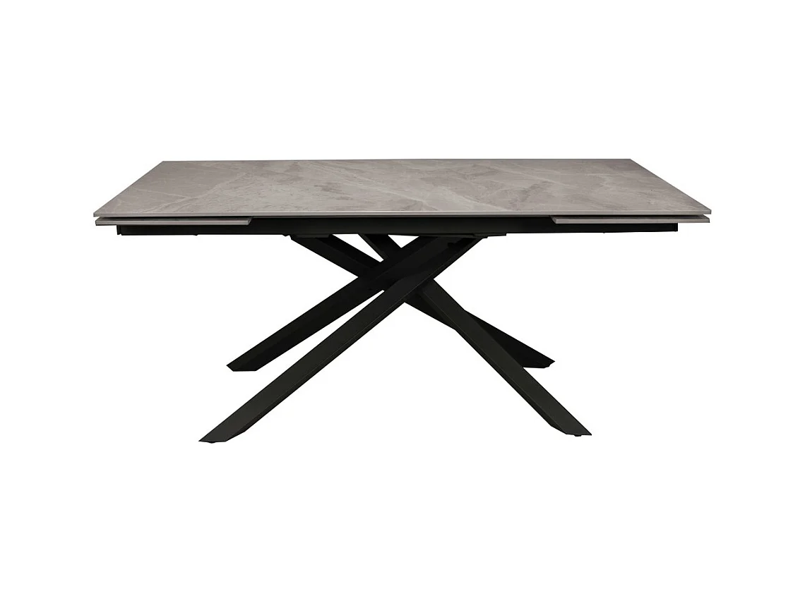 TABLE À MANGER EXTENSIBLE EN PIERRE OSIRIS / TABLE 180X90CM + 2 ALLONGES DE 50CM - 12 PERSONNES - GRIS EFFET MARBRE