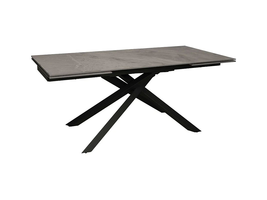 TABLE À MANGER EXTENSIBLE EN PIERRE OSIRIS / TABLE 180X90CM + 2 ALLONGES DE 50CM - 12 PERSONNES - GRIS EFFET MARBRE