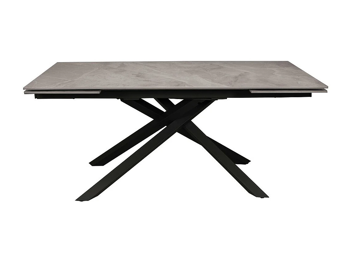 TABLE À MANGER EXTENSIBLE EN PIERRE OSIRIS / TABLE 180X90CM + 2 ALLONGES DE 50CM - 12 PERSONNES - GRIS EFFET MARBRE