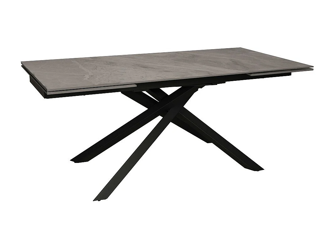 TABLE À MANGER EXTENSIBLE EN PIERRE OSIRIS / TABLE 180X90CM + 2 ALLONGES DE 50CM - 12 PERSONNES - GRIS EFFET MARBRE